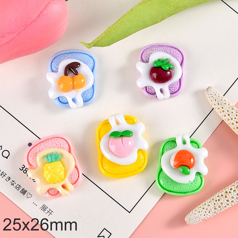 10PCS Fruit Toast Series Resin Flat Back Cabochons For Hairpin Scrapbooking DIY Jewelry Craft Decoration Accessories