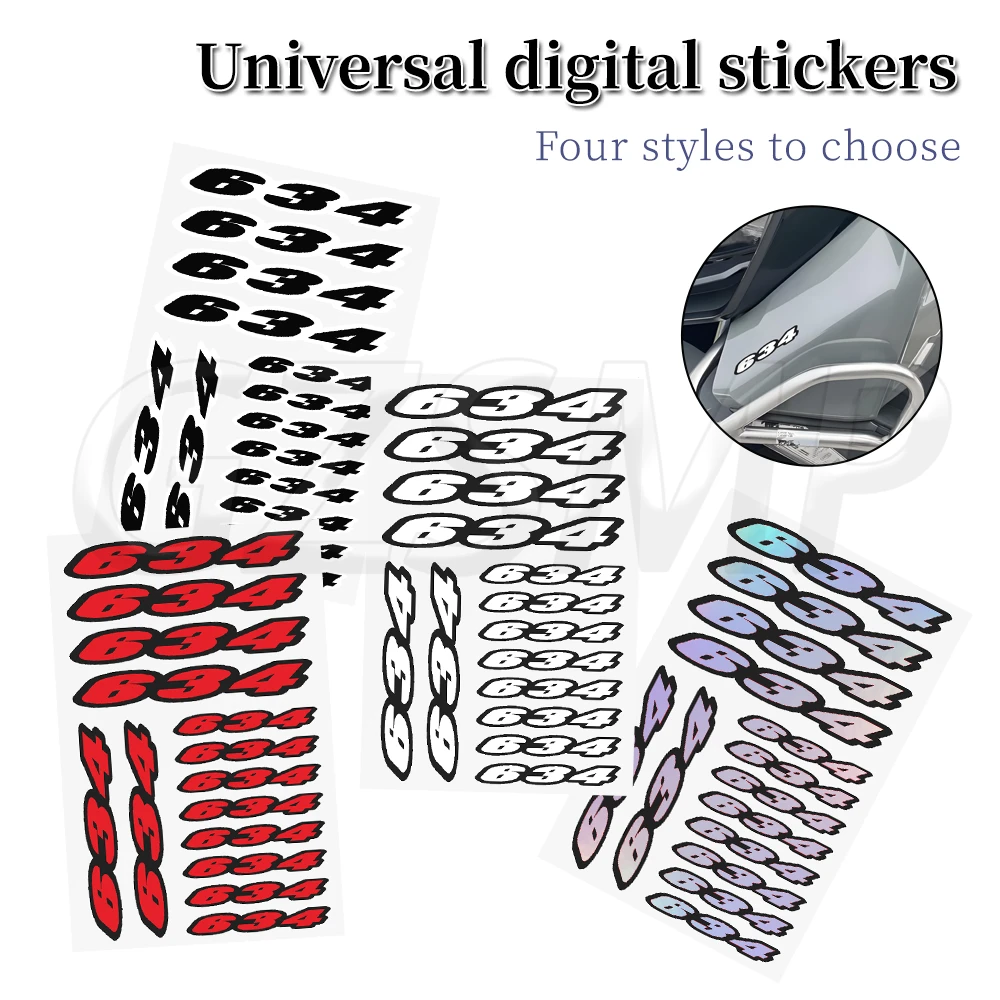 

Motorcycle Universal Number 634 Sticker Fit for HUSQVARNA SMR 634 Helmet Tailgate Fender Windscreen Digit Decal