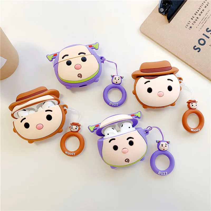 

Disney Airpods Case Kawaii Toy Story Cute Woody Anime Buzz Lightyear Creative Girls Accessories Apple Earphones Protective Case