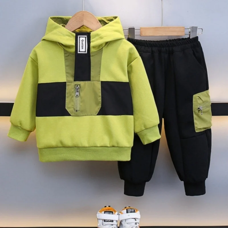 Boys' Hooded Sweatshirt Set 2026, Children's Clothing, Big Kids' Apparel, Boys' Set, Boys' Top and Bottom Set, Kids' Autumn Wear
