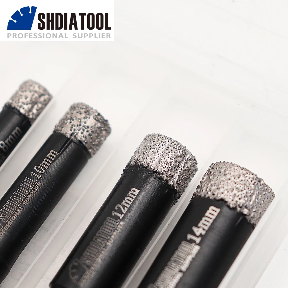 SHDIATOOL 3Pcs Dia6/8/10/12/14มม.สามเหลี่ยม Shank แห้งเจาะหินอ่อนหินแกรนิต Hole เปิดกระเบื้องเซรามิครูเจาะ Core Bits