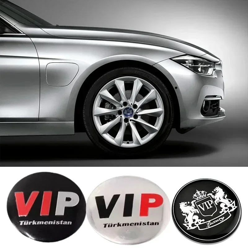 4pcs 56mm VIP Logo Alloy Car Wheel Hub Center Stickers for Mercedes Benz Jaguar Citroen Audi Haval Jeep Toyota Auto Accessories