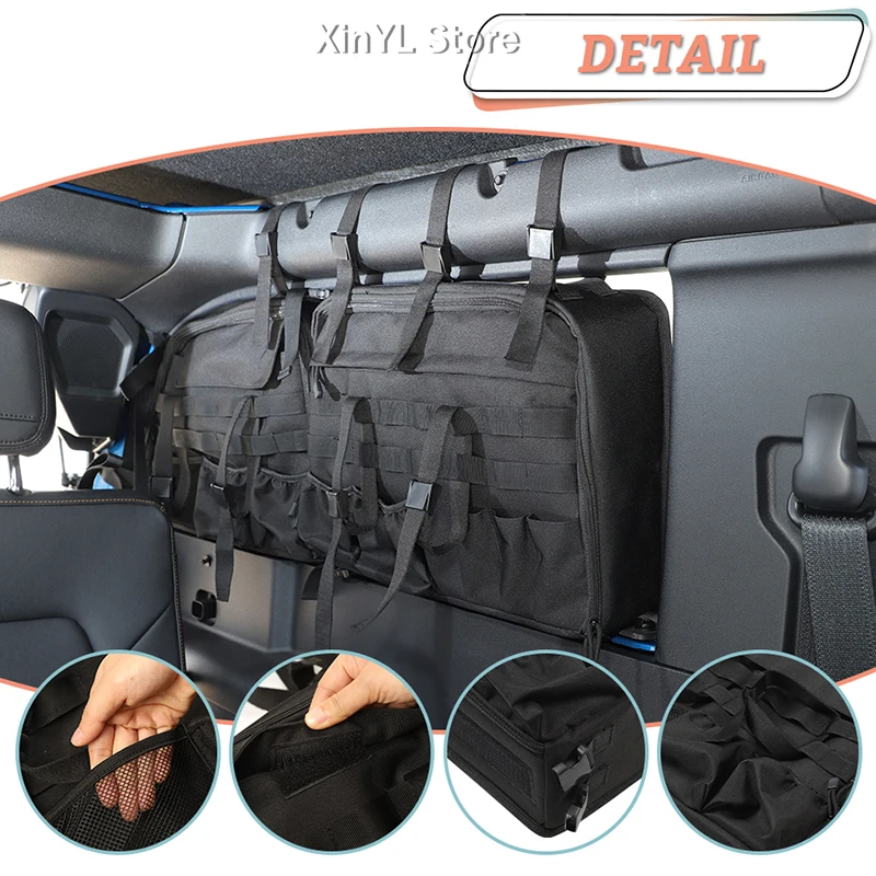 Car Zipper-Style Stowing Tidying Car Trunk Side Storage Bag Organizer for Ford Bronco 2021 Up Interior Accessories