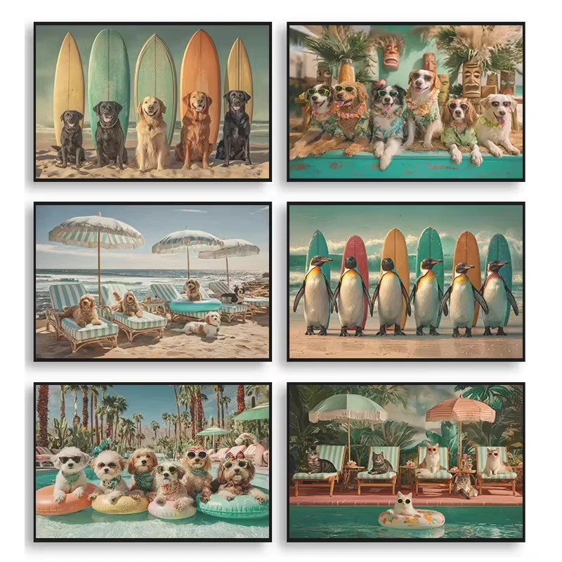 Oil Painting By Numbers Cute Summer Animal Cheerful Seasonal Cartoon Creature DIY Painting Kit Unframed Bedroom Wall Ornament