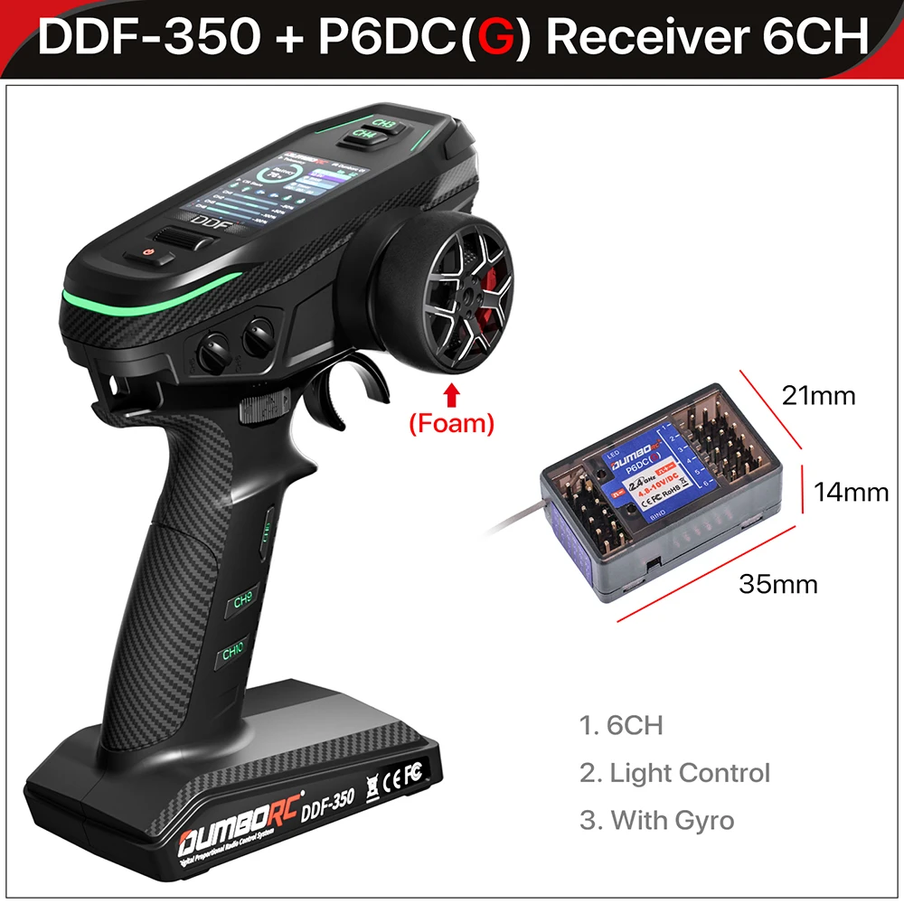 DUMBORC 2.4G 10CH Digitale Radio Afstandsbediening DDF-350 Zender met Ontvanger voor RC Auto Boot Tank LCD FHSS Systeem