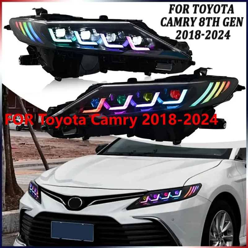 

Для Toyota Camry 2018-2024 1 пара 8 линз RGB светодиодные фары в сборе, набор фар