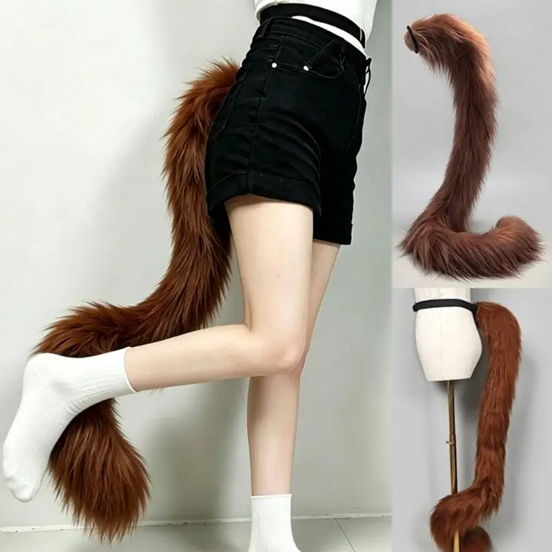 A52E Plush Tail Costume Accessory with Long Pile Texture, 120 for Cosplay Looks, Party Styling, Photo Use, and Role Play