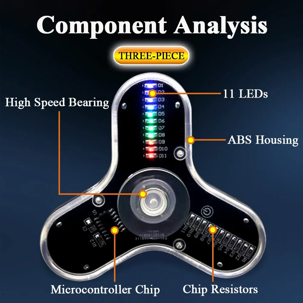 DIY Fidget Top Kit with LED Light Fingertip Gyros Electronic Assembly Practice Soldering Project for Educational Entertainment