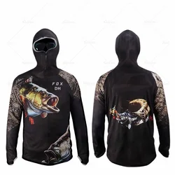 2025 Fishing Shirt Jacket Ice Silk Quick Dry Sports Clothing Sun Protection Face Neck Anti-uv Breathable Fishing Hooded Clothes