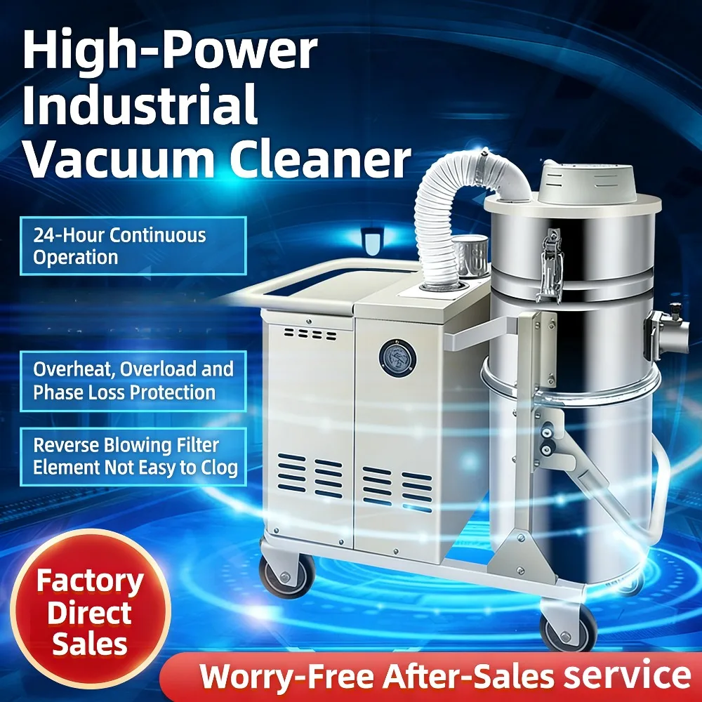 380V large pulse ash cleaning industrial vacuum cleaner 7.5KW strong high power factory workshop dust iron filings