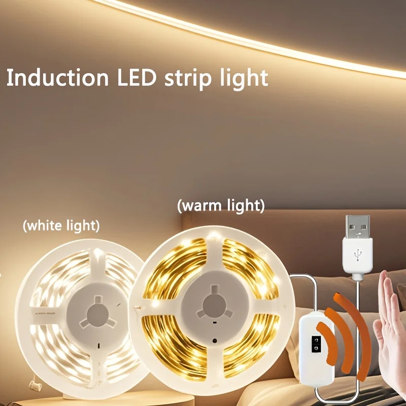 2835 Warm/White 5V USB Intelligent LED Strip Light with Motion Sensor,Suitable for Bedrooms,Kitchens,TV backlighting,Cabinets