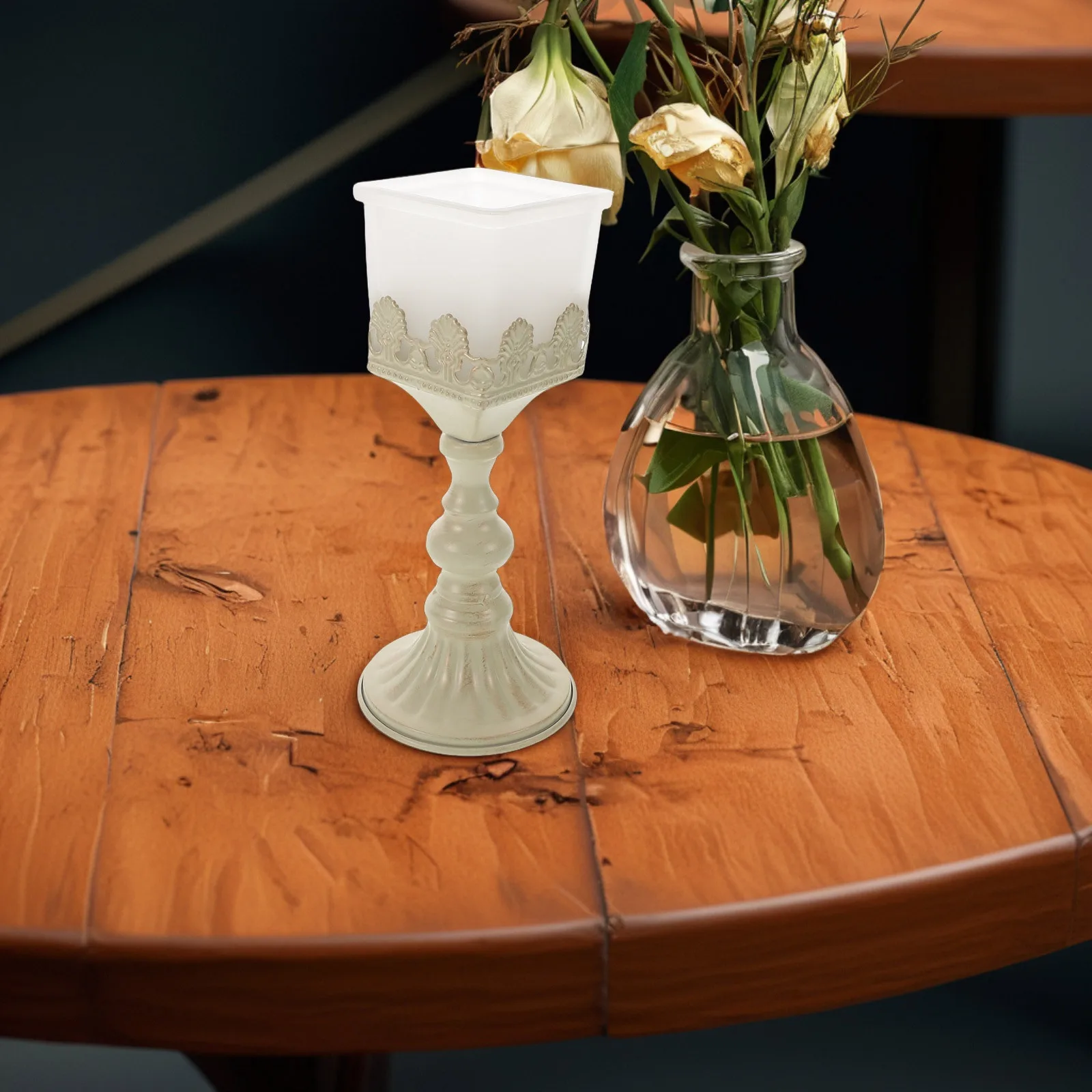 

Romantic Vintage Iron Holder Retro Cup Stand for Dining Table Wedding Party Home Decor Rustic Decorative