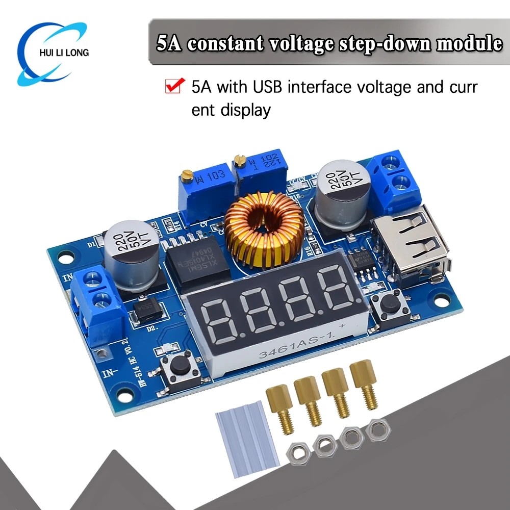 DC-DC 5A Digital LED Drive Lithum Battery Charger Module CC/CV USB Step Down Buck Converter With Voltmeter Ammeter