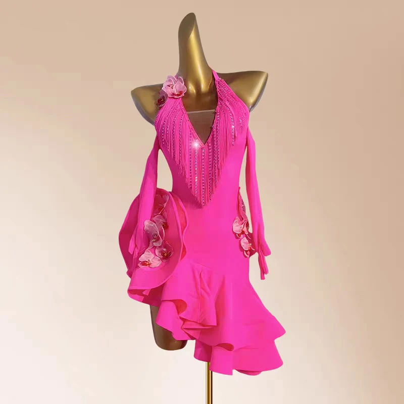 2025 ใหม่เต้นรําบอลรูม Professional ชุดเดรสหญิงละตินเต้นรํา Fringed เครื่องแต่งกายเด็กมาตรฐานแห่งชาติ Latin Dance 12661