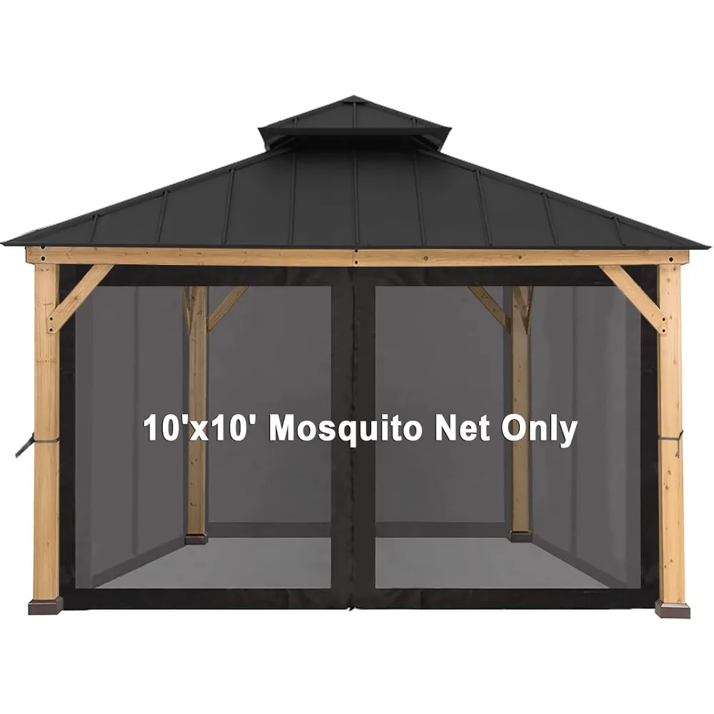 CoastShade Universal Replacement Canopy Mosquito Netting Screen Sidewalls Only for 10' x 10' Gazebo Canopy,Black