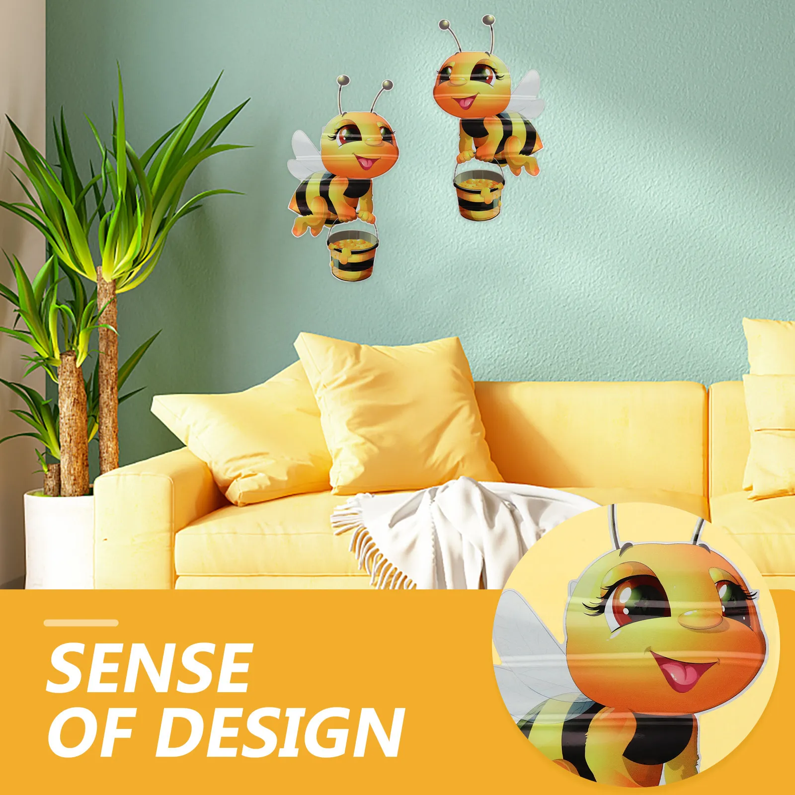 2 Pcs Stickers Aesthetic Posters for Bedroom Pvc Bee Classroom Decorations Wall