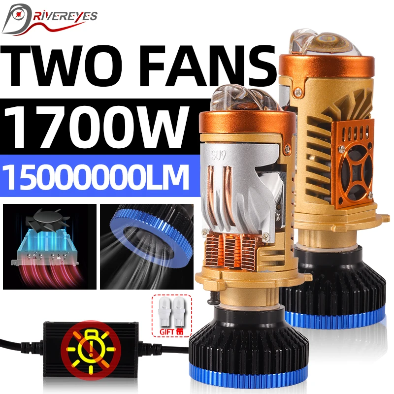 

1700 Вт 1500000 LM Bi LED H4 Объектив проектора HD Лазер 3000K 4300K 6000K STG Дальний ближний свет 2X Автомобильные фары Canbus CSP Чипы LHD 12V 24V