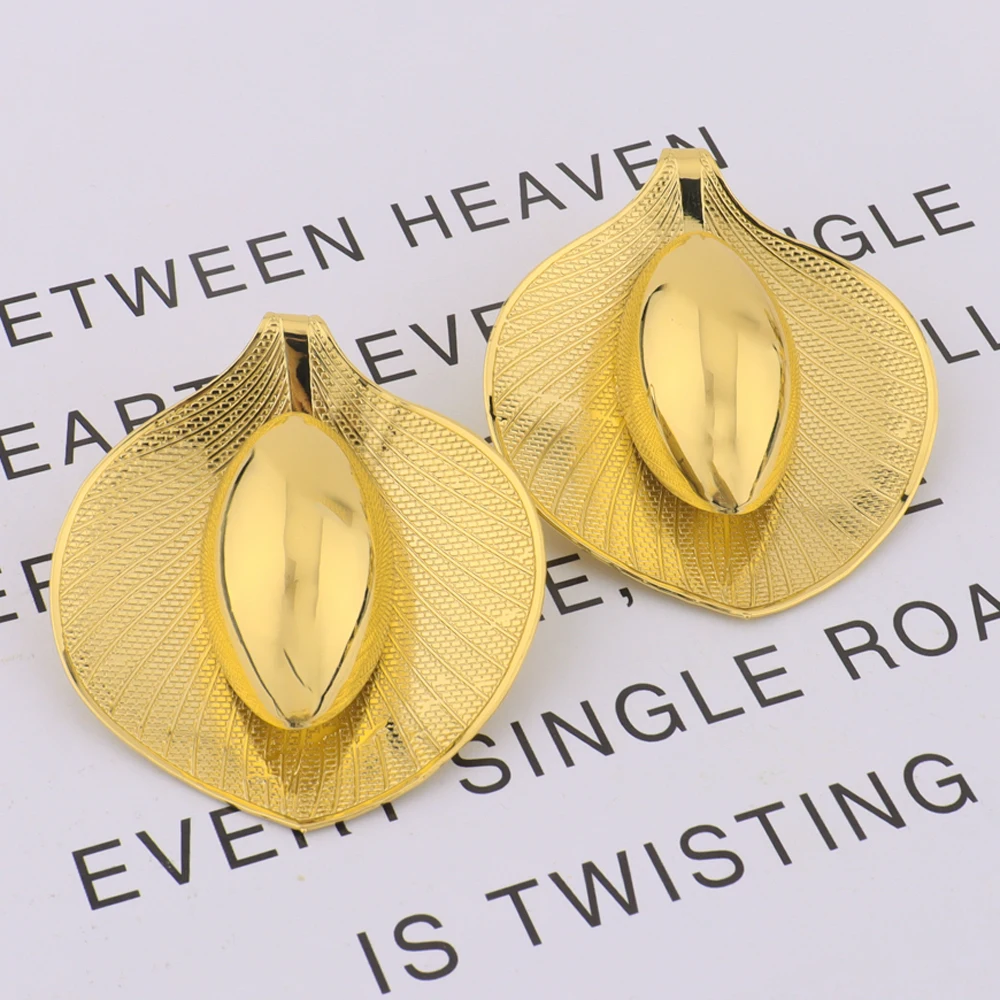 Brazil Gilding 2Pcs Calla Lily Jewelry Set Elliptical Pistil Earrings Trendy Ring Anniversary Day Party  Valentine\'s Day Gift