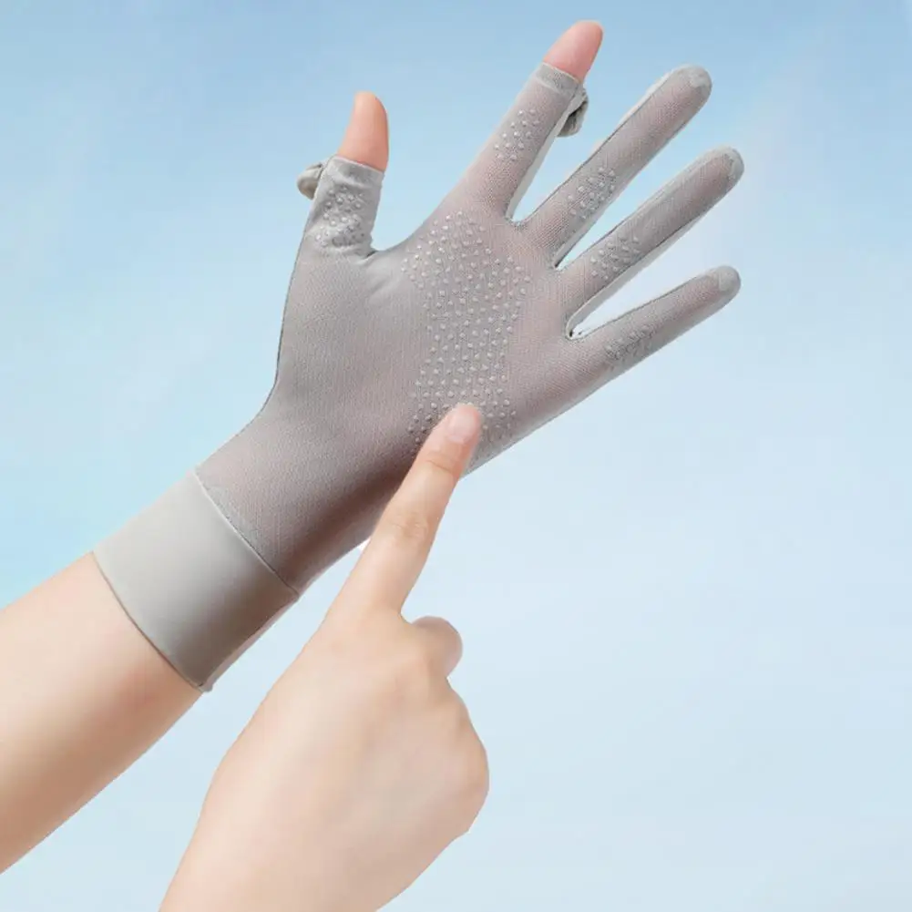 Skin Friendly Cycling Gloves Summer Gloves with Anti-Slip Plams, Full Finger Sun Protection Gloves for Hiking Outdoor Use