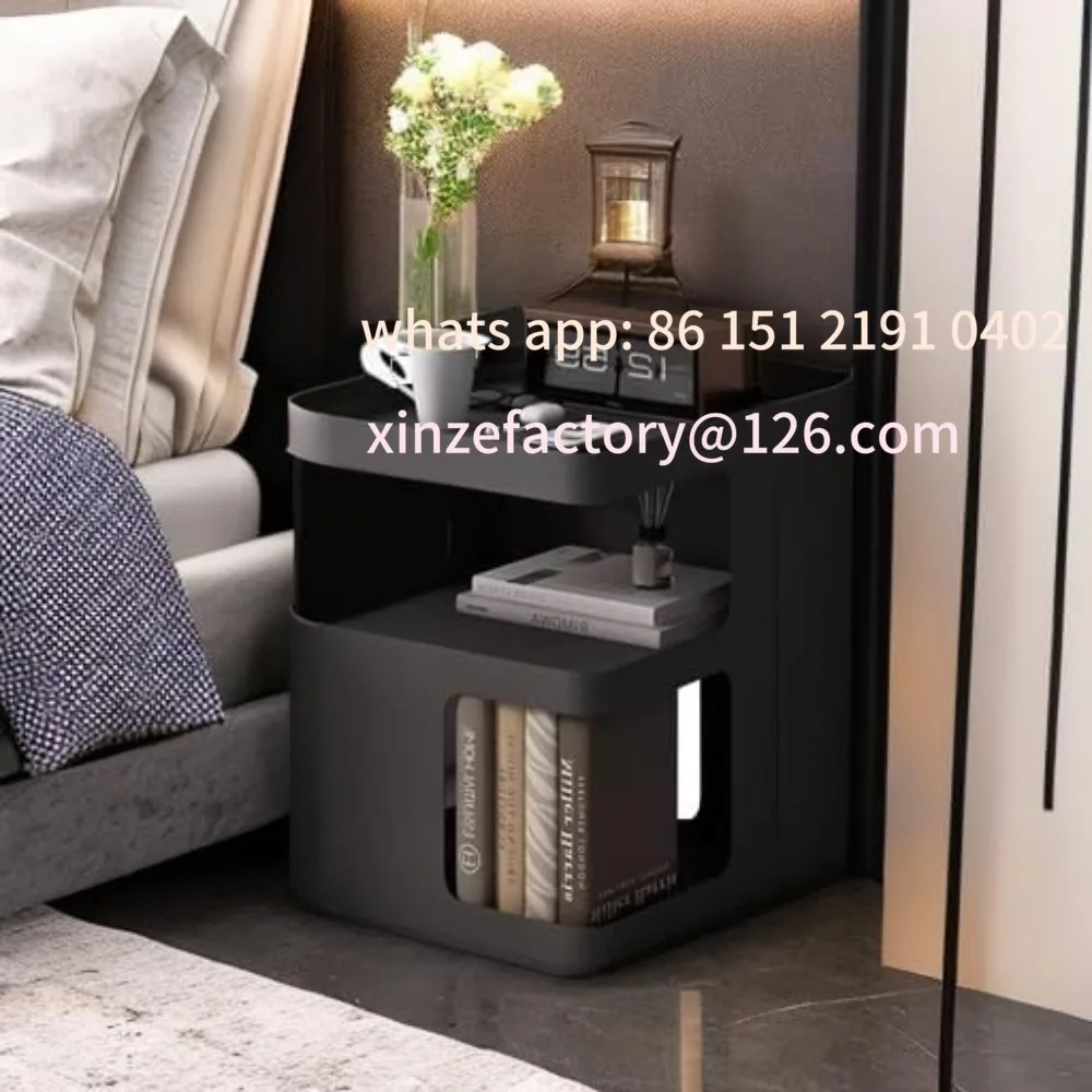 Customizable Modern Metal Side Table,  No Assembly Required for Bedroom Living Room 3-Tier Nightstand with Storage