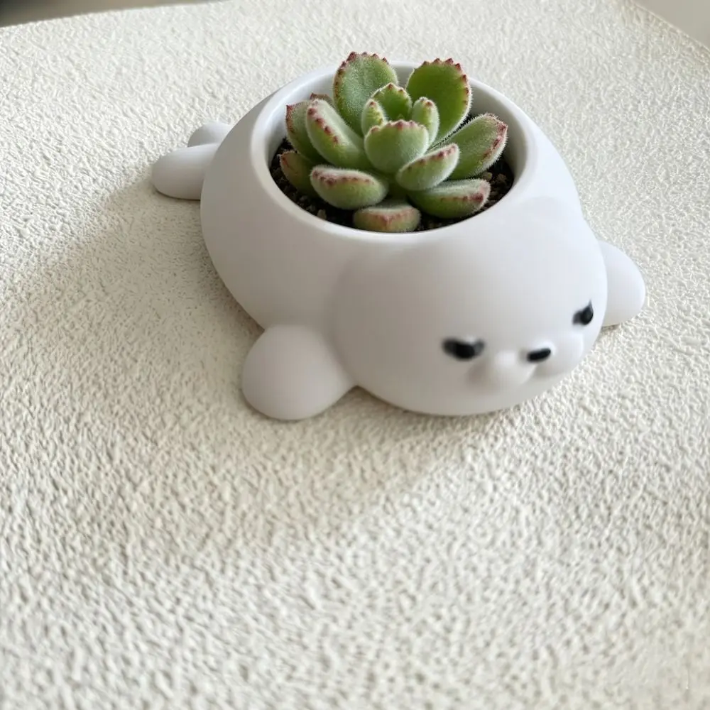 3D Printed Seal Flowerpot Storage Box Jewelry Holder Plant Flower Pot Home Decor Funny Potted Plant