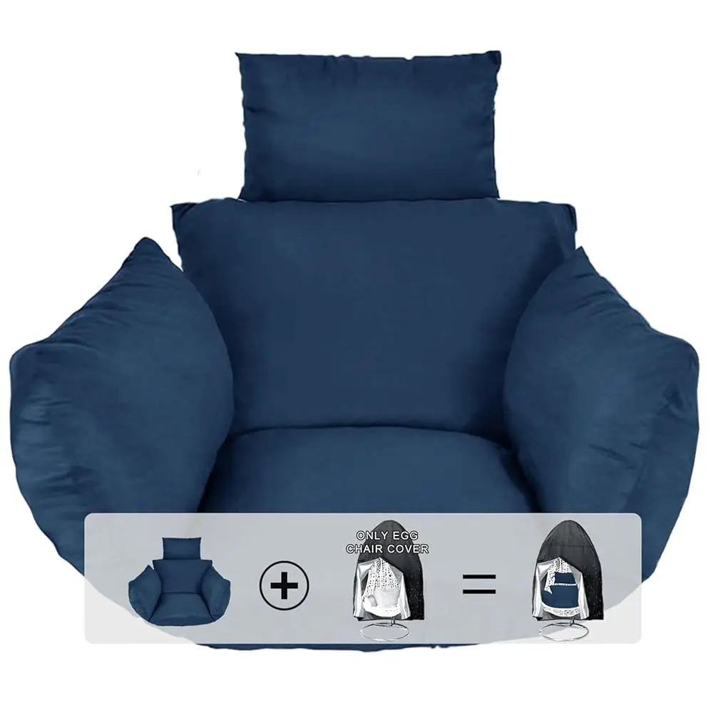 

Egg Chair Cushion, Hanging Basket Chair Cushions With Pillow, Soft Outdoor Swing Cushions Replacement With Waterproof Patio Egg