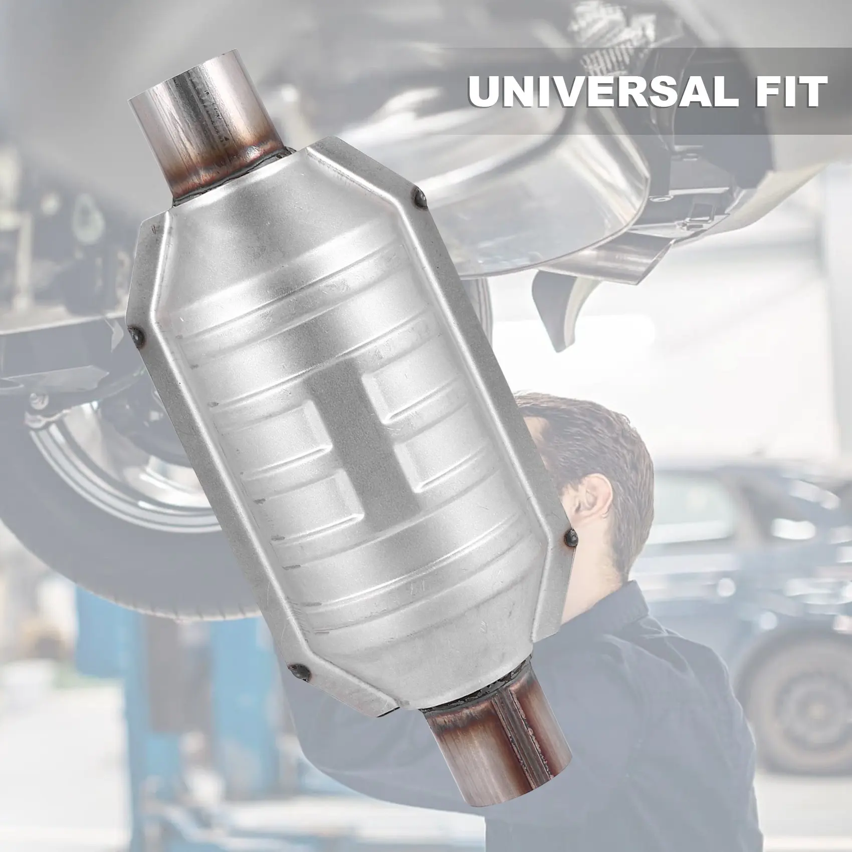 Inlet/Outlet Universal Catalytic Converter, with O2 Port & Heat Shield 53004 Car Stainless Steel Catalytic Converter