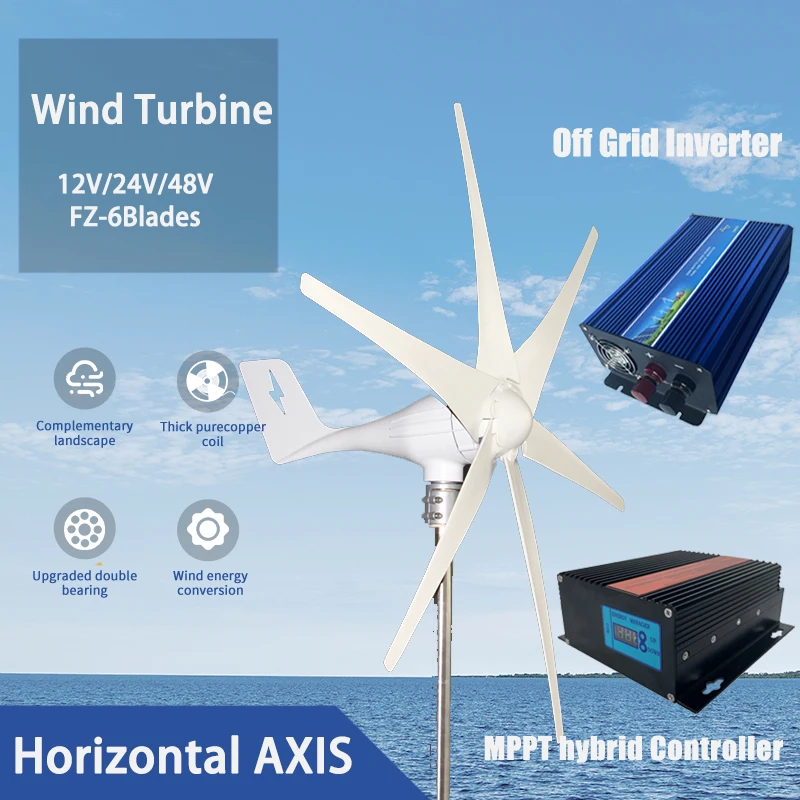 High Power Residential Wind Turbine  8kw Camping Windmill Home Appliance 12v 24v 48v Fan Free Energy Magnetic Generators