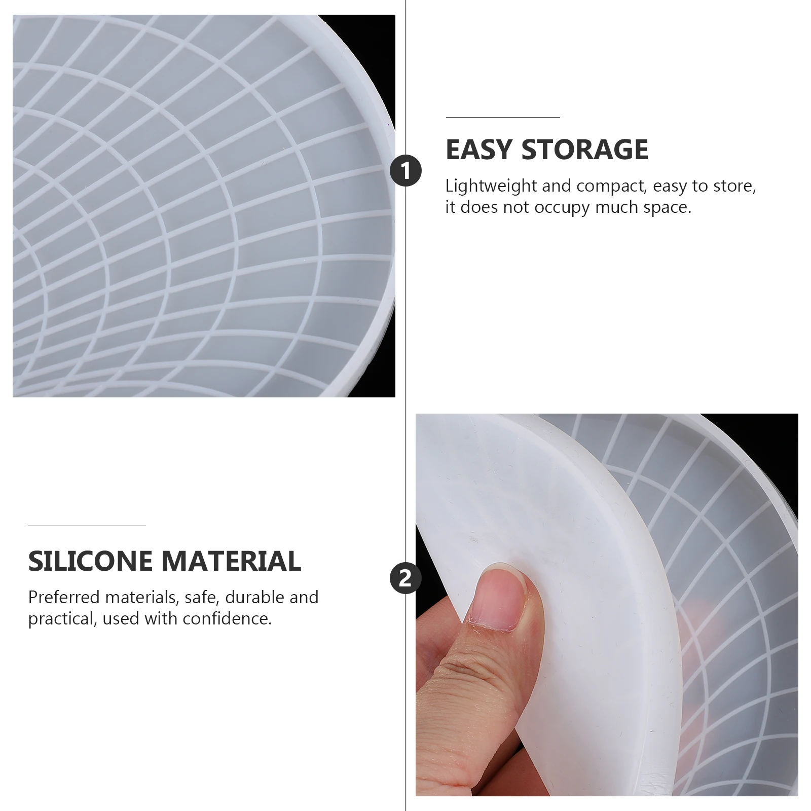 

2 Pcs DIY Cup Mat 3D Coaster Mold Silicone Crafting Household Silica Gel Tea Coasters Mould