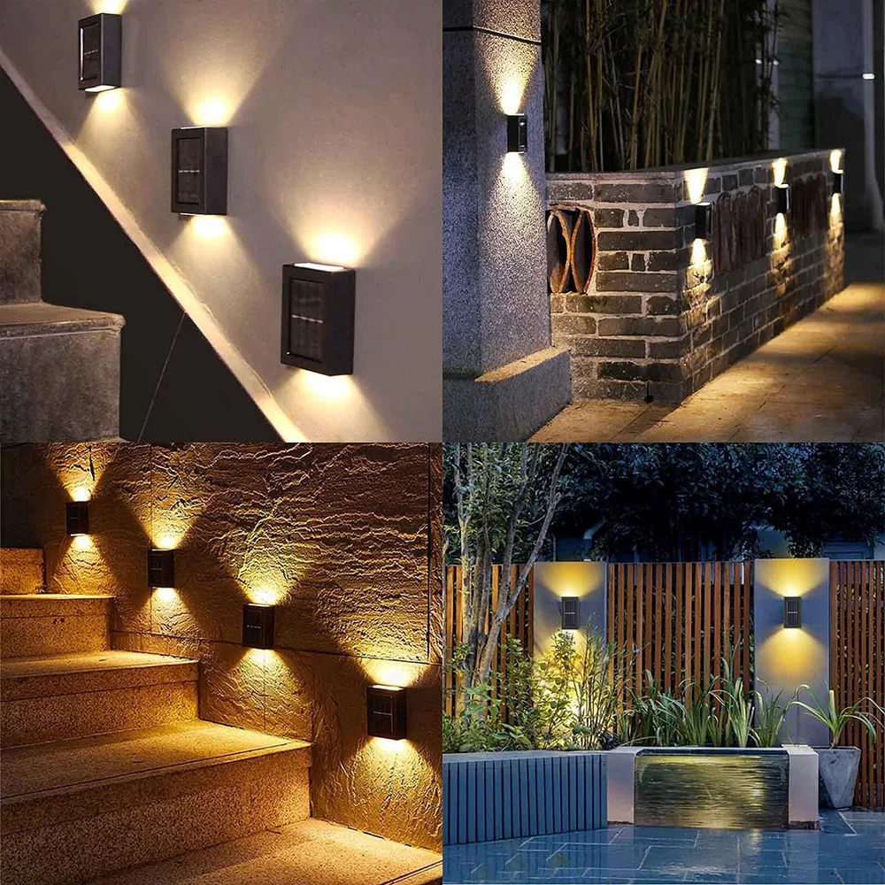 Solar Up and Down Wall Light Outdoor Wall Lamp Waterproof Fence Light Solar Powered Street Light Balcony Porch Yard Decoration