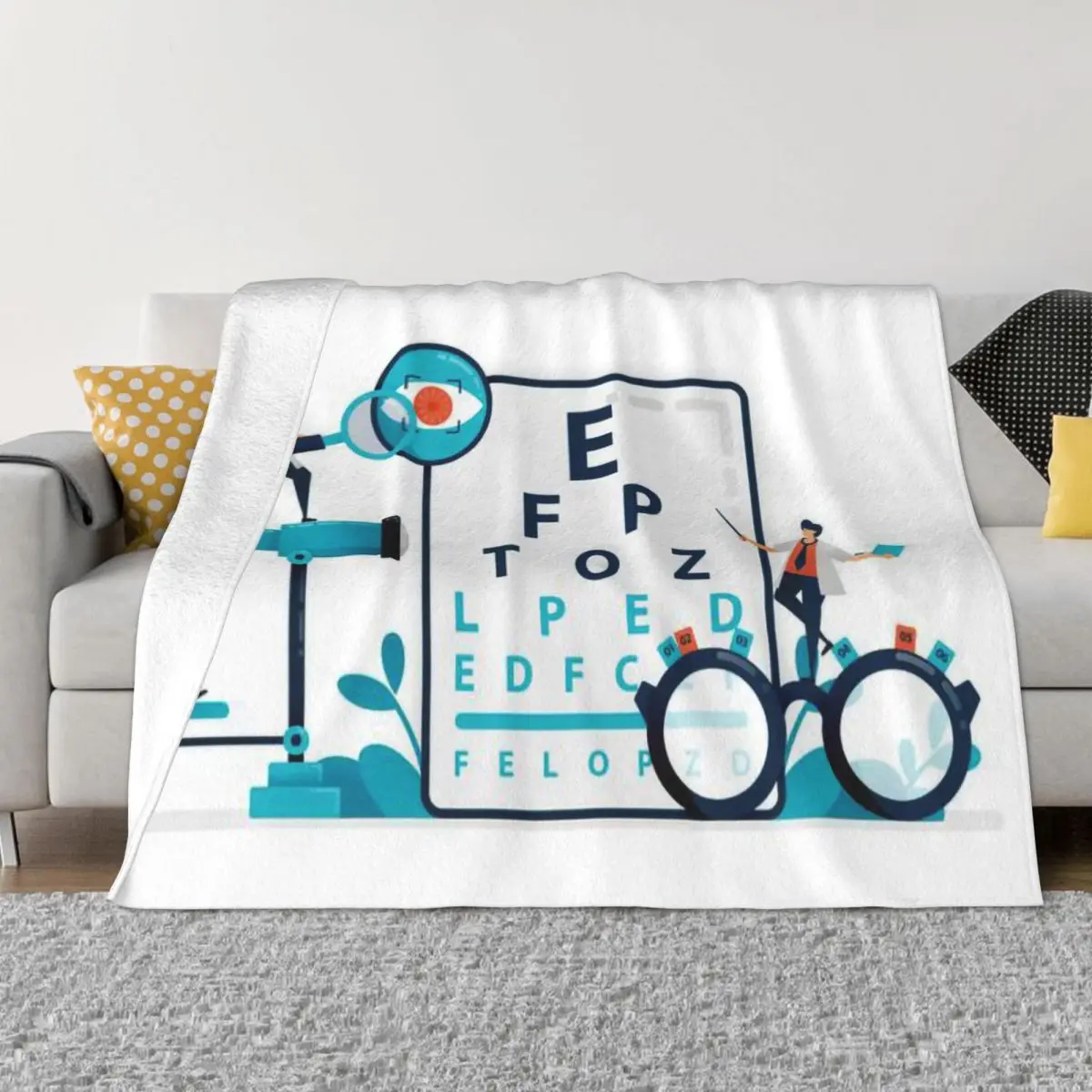 

Eye Chart Optical Optics Blanket 3D Printed Soft Flannel Fleece Warm Optometrist Throw Blankets for Home Bed Sofa Quilt