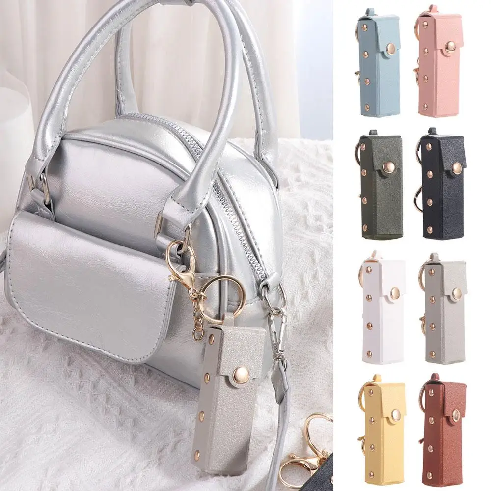 

Fashion Waterproof Lipstick Bag With Keychain Storage Bag Lipstick Pouch Soft Leather Lip Gloss Bag Cosmetic