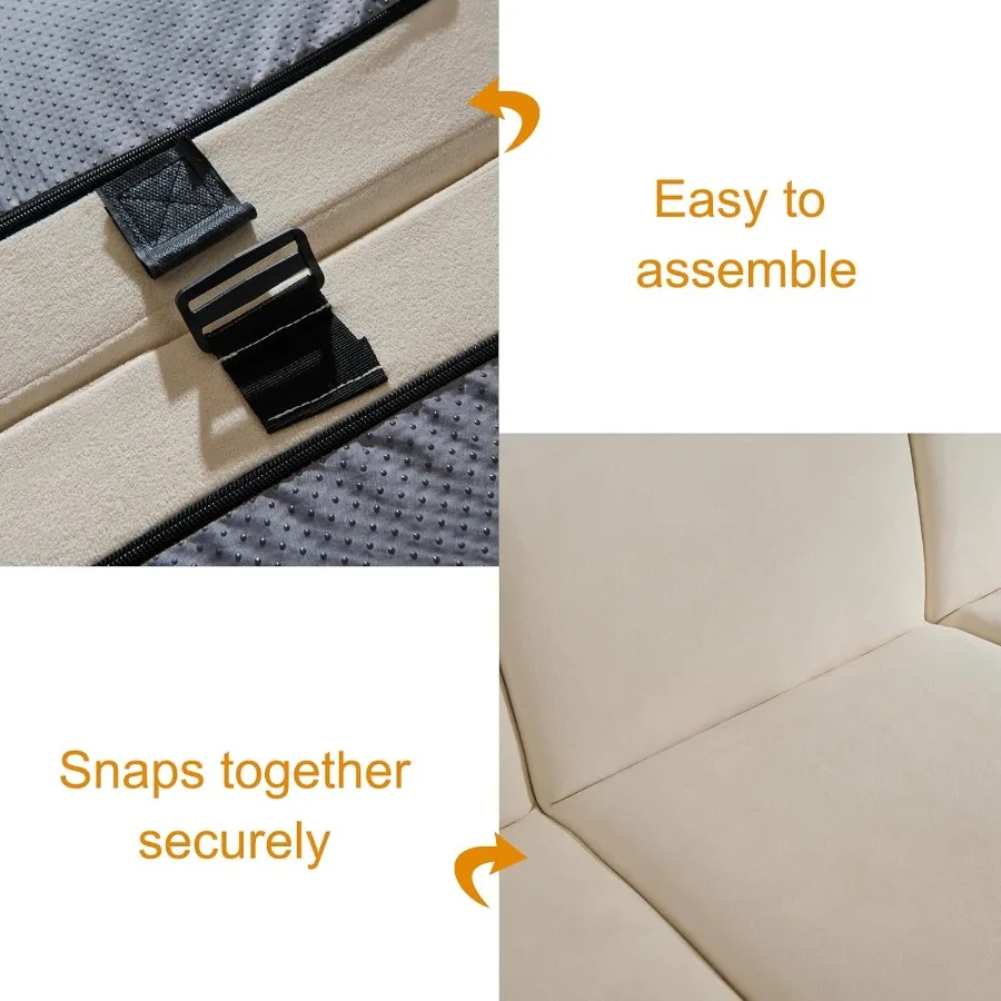أريكة مريحة معيارية من Loveseat 75 قماش بيج بمقعدين، أريكة ذات مقعد عميق مدمجة لغرفة المعيشة الصغيرة وغرفة النوم أو ركن القراءة
