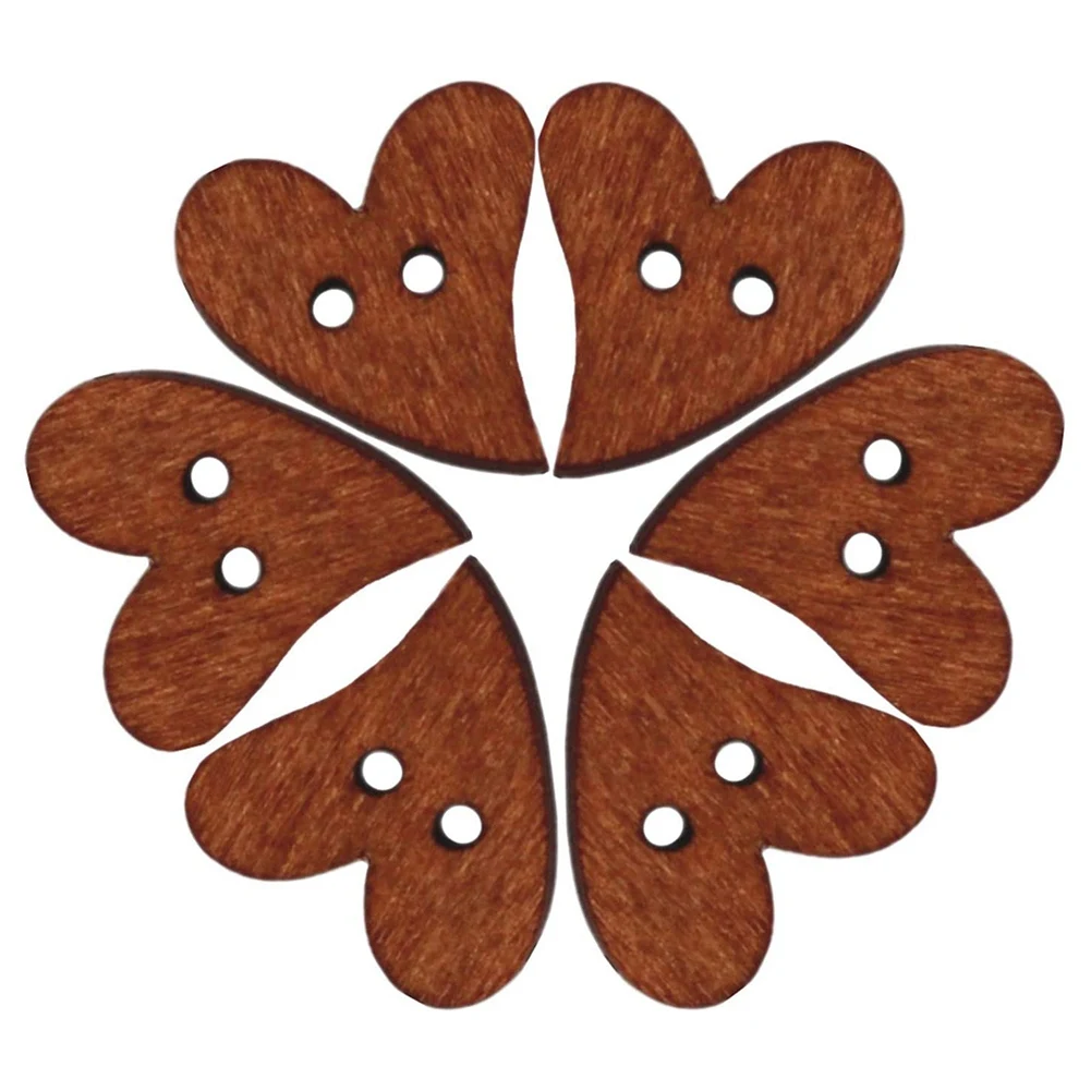 Botones de madera con forma de corazón para manualidades, 200 piezas, 2 agujeros, para costura y álbum de recortes