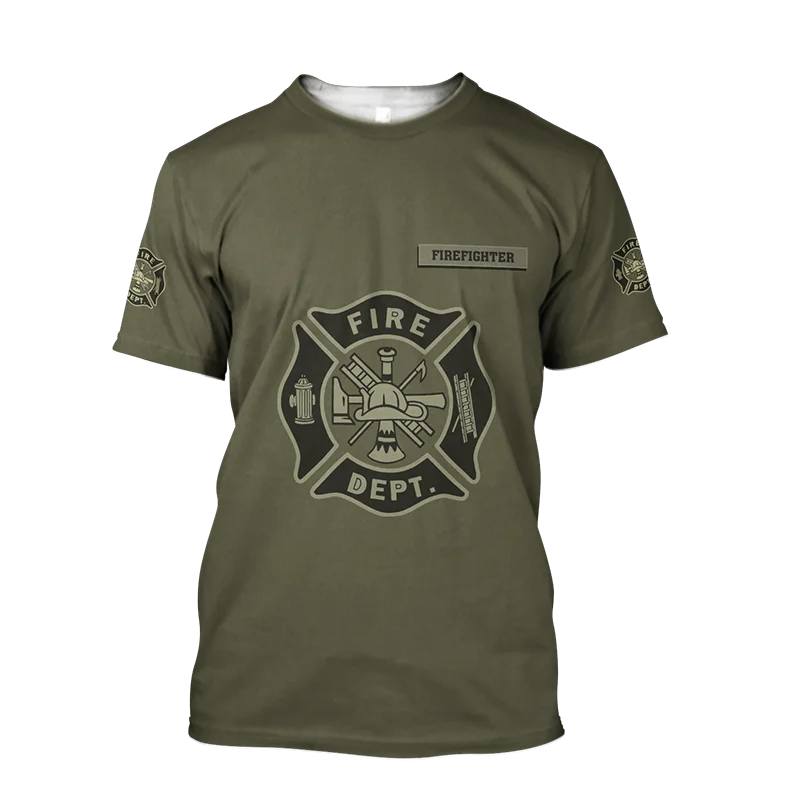 Firefighter Graphic 3D Print Mens T-Shirts for Men Clothing Oversize Tees Summer Casual Short Sleeve Tops Personality Unisex 