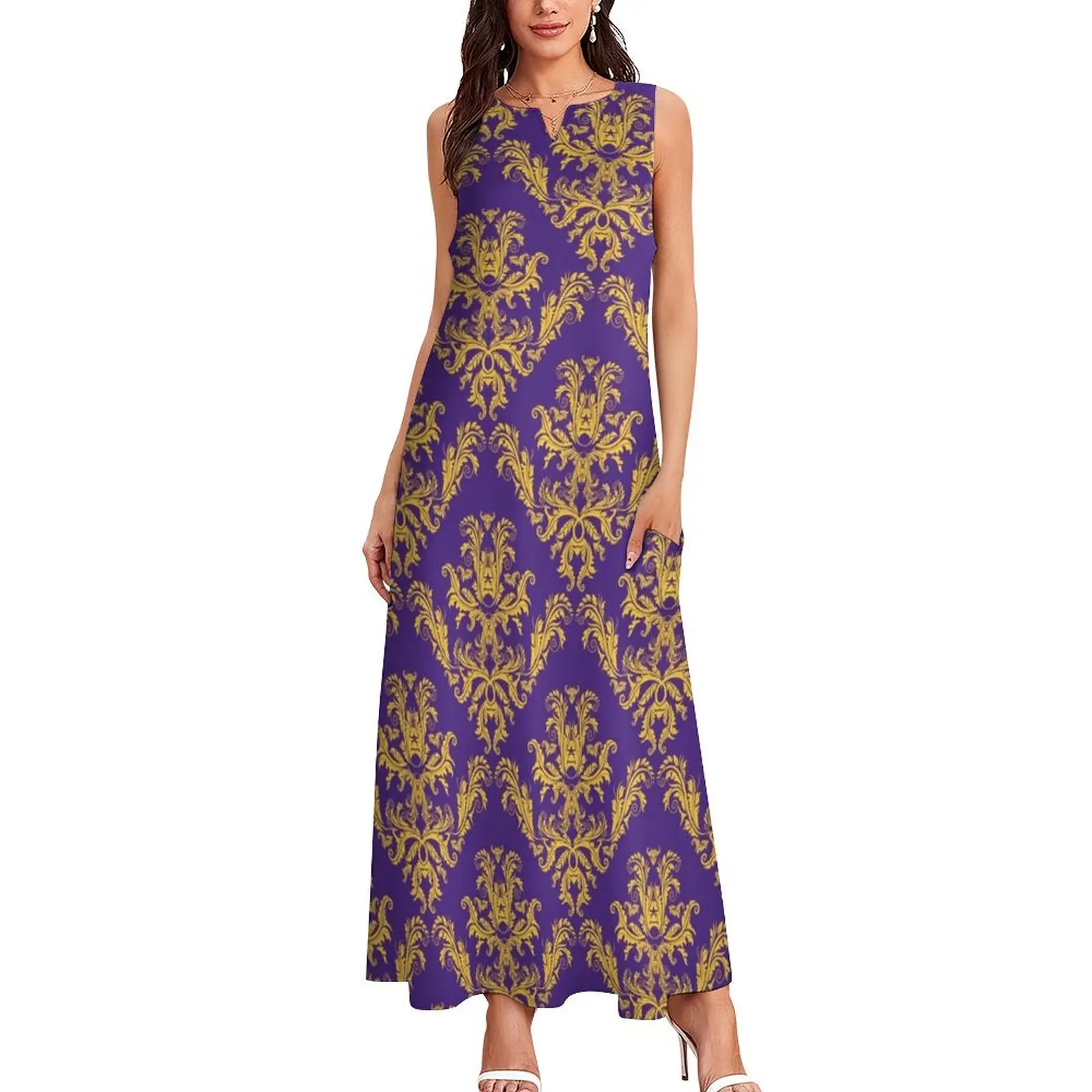 Baton Rouge - Damask Long Dress Woman clothing party dress women elegant luxury Dress