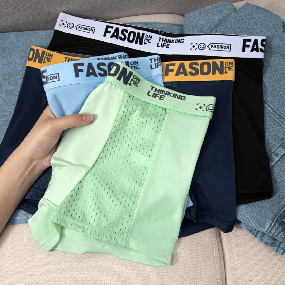 1 Stück Herren Boxershorts Eisseide Nahtlose Sexy Unterwäsche Männer Unterhosen Antibakterielle Atmungsaktive Slips