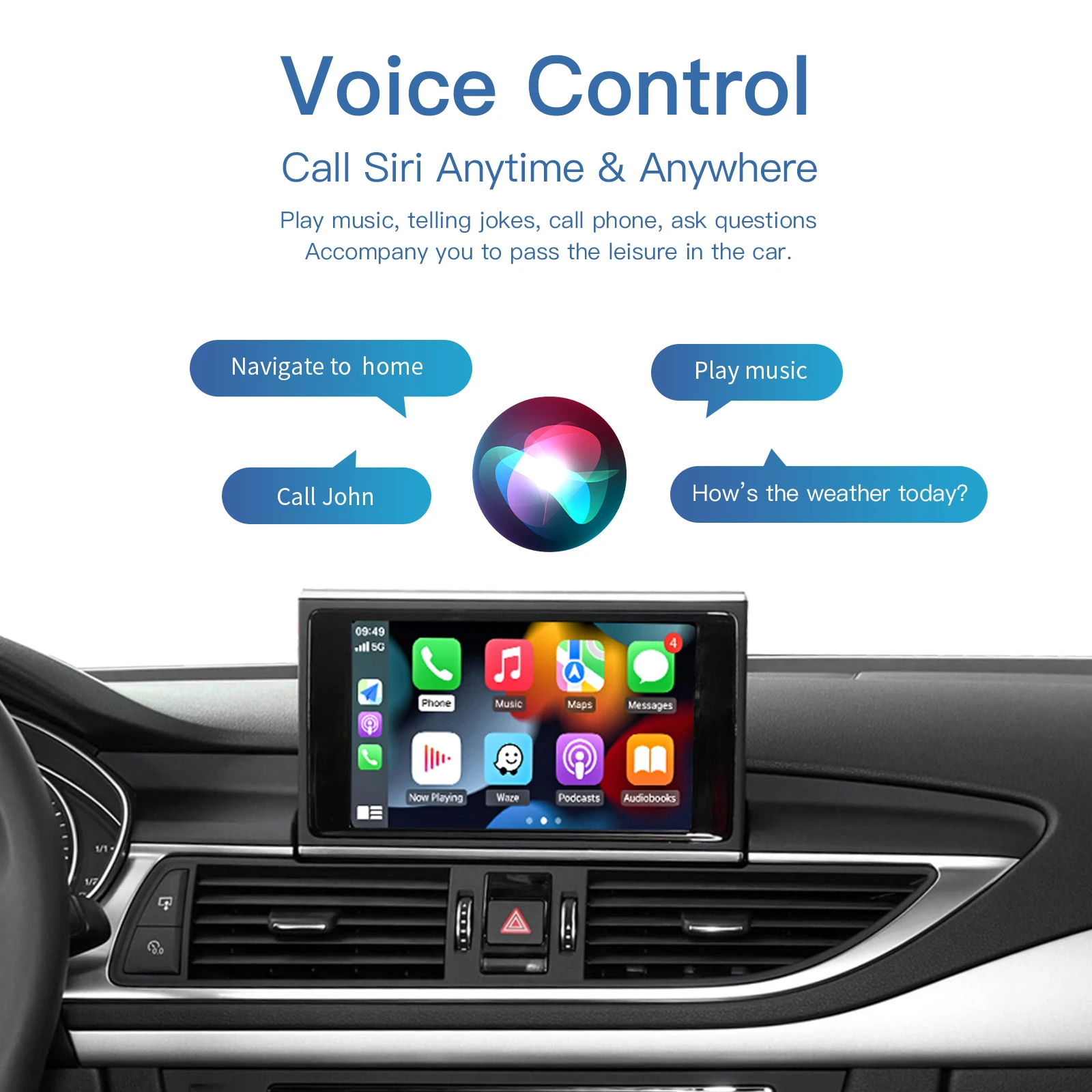 CARABC Wireless CarPlay Android Auto โมดูลสําหรับ Audi A6 A7 2012-2018 รองรับบลูทูธและ OEM ย้อนกลับกล้องเล่นรถ