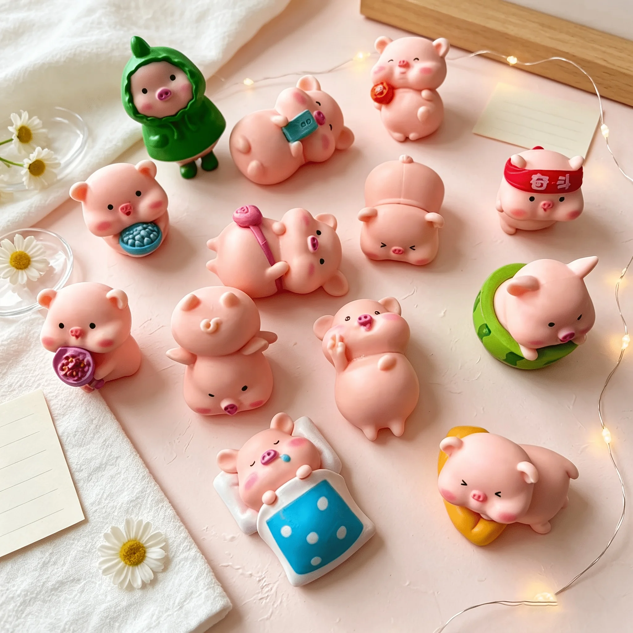 5pcs Random style pig mini decoration succulent potted plant landscaping car center console desktop decoration small ornament