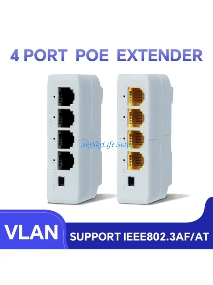 

E65E Long Ranges 250m 4 Port Gigabit Power over Ethernet Extender for Indoor Use Mount