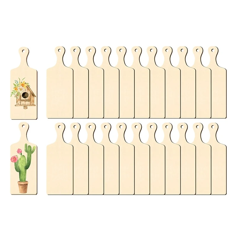 

24 Pcs Wooden Mini Cutting Board With Handle Unfinished Craft Mini Charcuterie Boards Paddle Blank Small Chopping Board