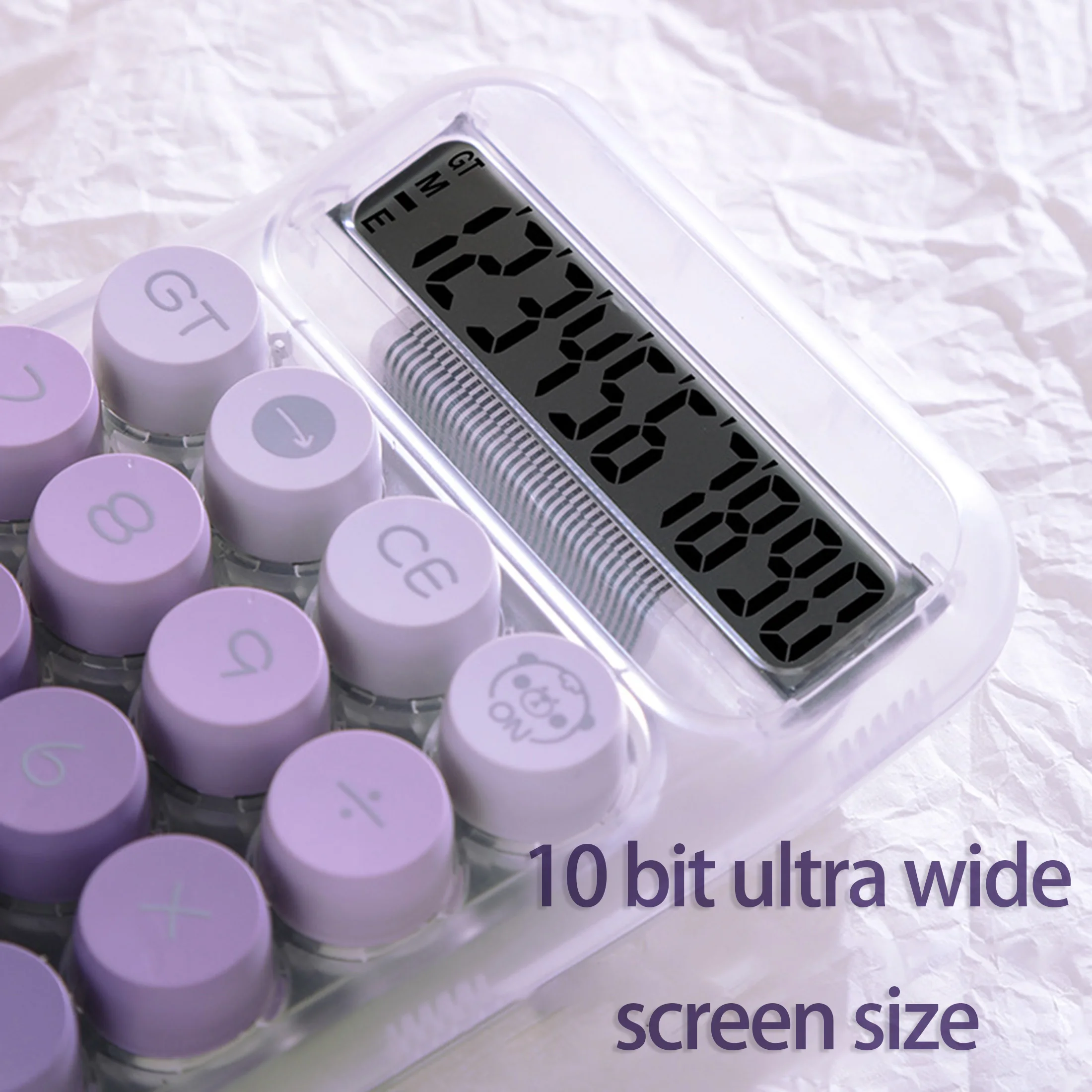 1pcTransparent Button Calculator with Large Display, Anti-Slip Base, Dot Mechanical Keys - Stylish Design for Office, Students