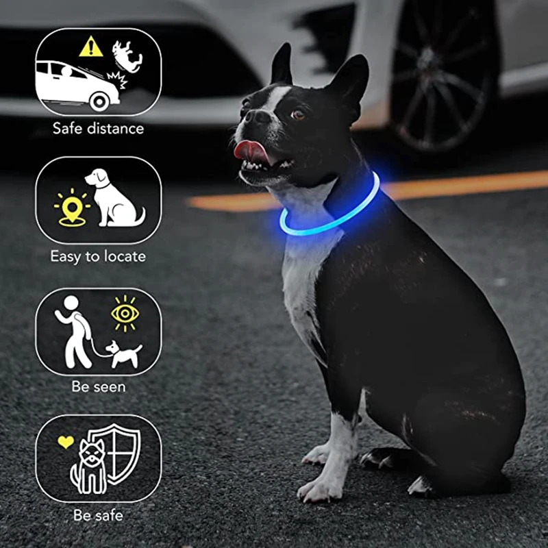 USB Charging Necklace Led Luminous Dog Collar Light , Flashing DIY Glowing Safety Anti Lost Cat Dogs Collar Accessories Supplies