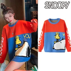 Snoopy Sweater Winter Women Knitted Long Sleeve Pullovers Anime Oversized Streetwear Jumper Knitwear Y2k Warm Tops Clothes Gifts