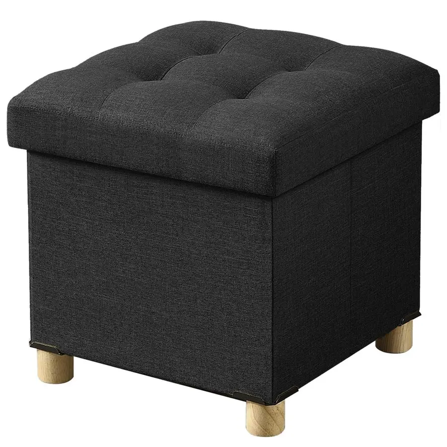 

Ottoman with Storage, Small Storage Ottoman for Dorm, Linen Folding Ottoman Foot Stool with Legs for Living Room and Bedroom, 1