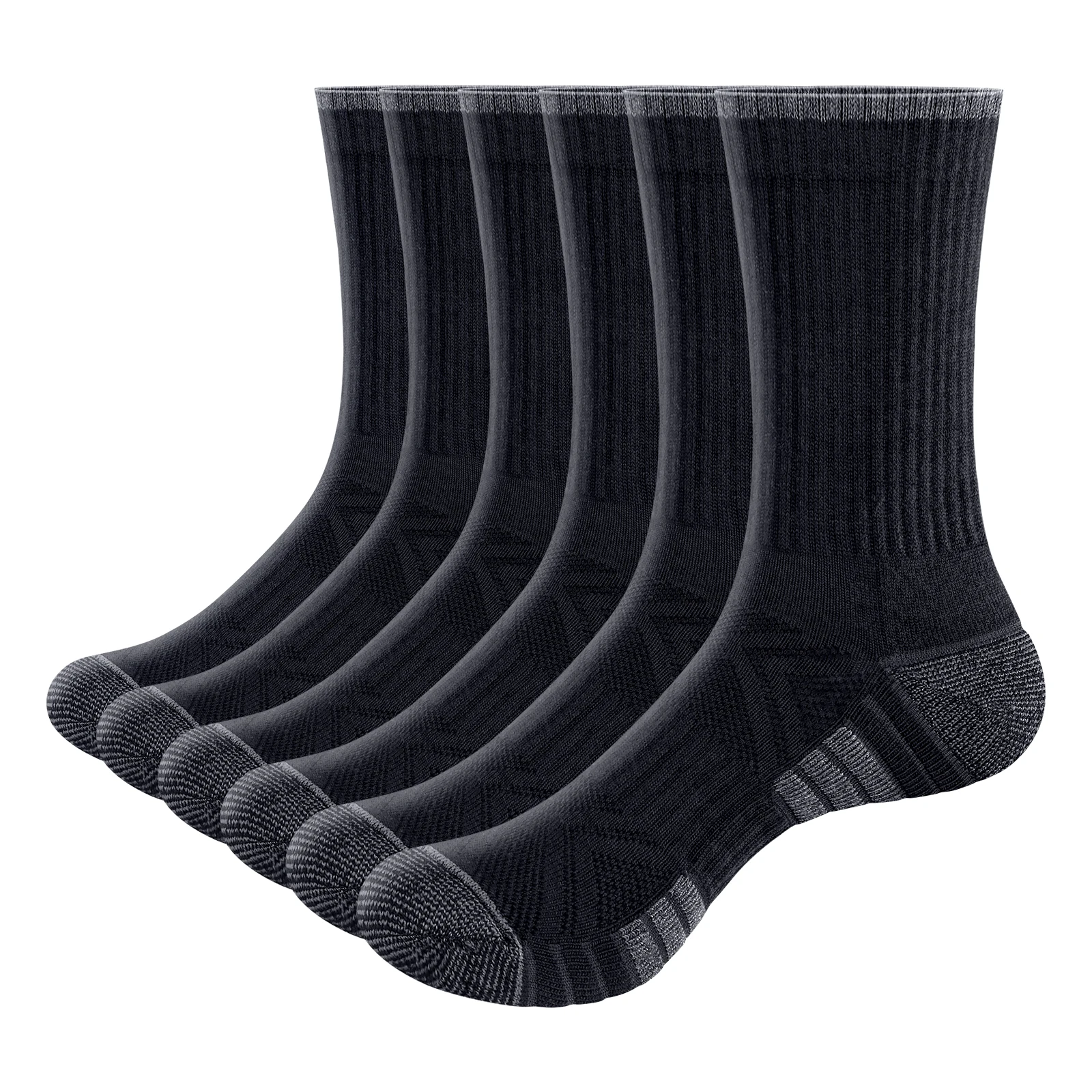 

YUEDGE Men's Cotton Crew Work Socks, 6 Pairs Cushioned Boot Socks for Men,Moisture Wicking Athletic Socks for Hiking Sports