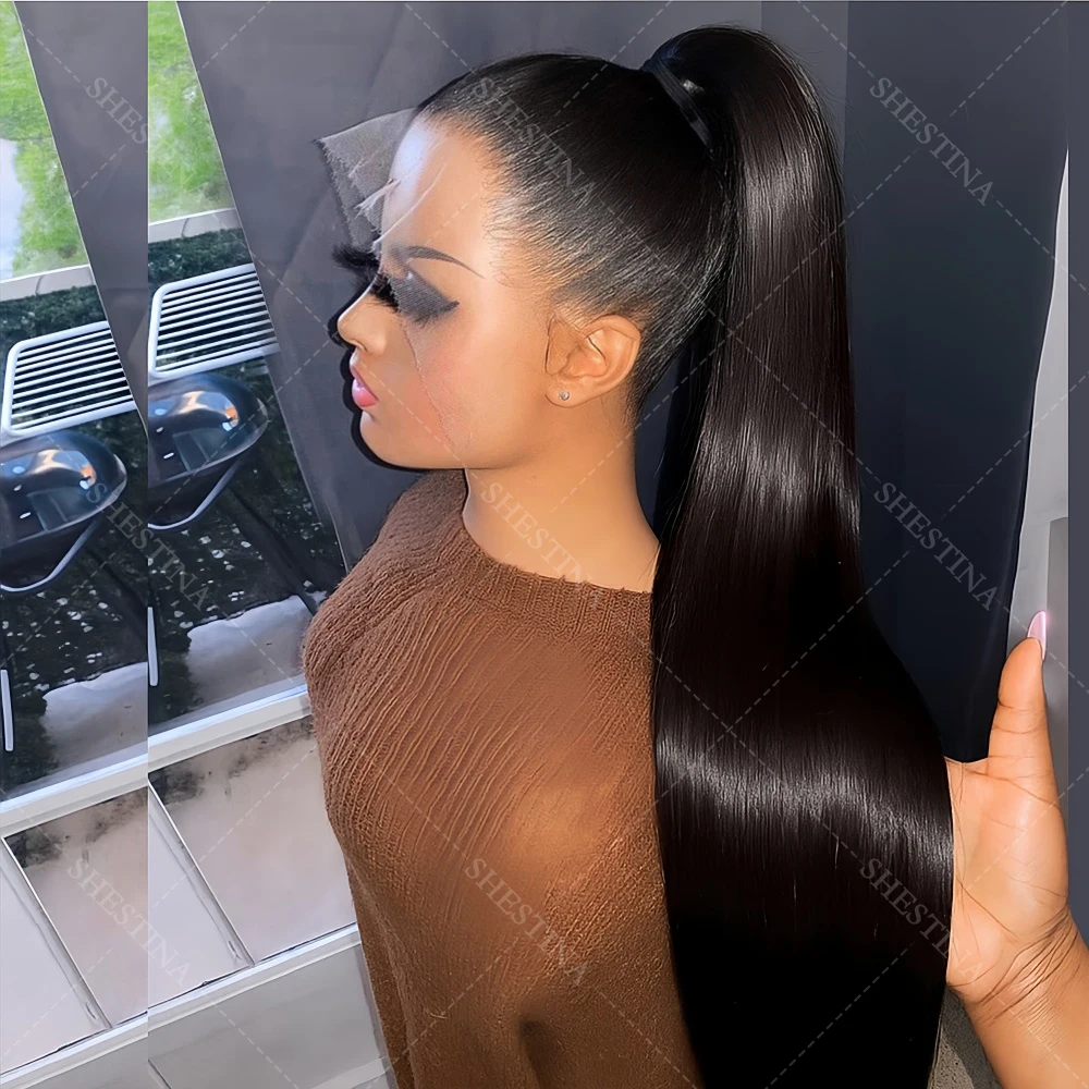 

Invisible Drawstring Straight 360 Real Full Lace Frontal Wigs 100% Brazilian Human Hair Wigs Black 13x4 5x5 Lace Human Hair Wigs