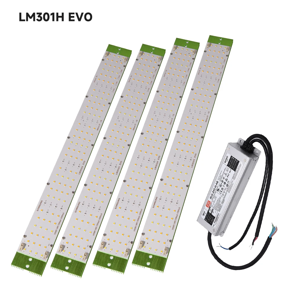 

4 Pieces 60W Samsung LM301H EVO Quantum led Grow light Bars Full Spectrum Dimmable Meanwell 240W Driver XLG-240-H-AB
