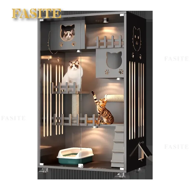 For Luxury Multi-functional Air-conditioned Cat House Large Spacious Enclosed Indoor Nest Comfortable Pet Bed