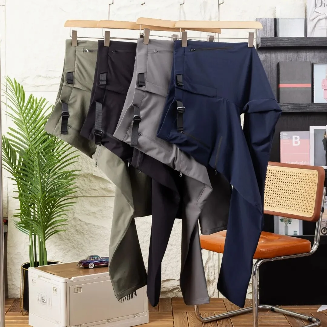 Outdoor Men's Lightweight Windproof Waterproof Softell Casual Pants New Autumn Faionable Straight Leg Polyester Fiber